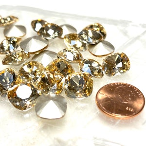 12mm Cushion Cut Rhinestone, Golden Shadow Crystal, (2), Foiled, 4470