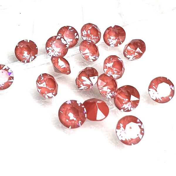 39ss, 8mm Maroon Ignite Premier Brand Austrian Crystal Chaton Stone (12), Unfoiled, ss39, Round, 1088