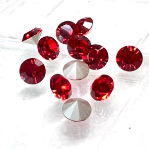 Piedras Chaton de Cristal Preciosa Siam Claro (12), Laminado, 29ss, ss29, 6 mm, Redondas, Maxima
