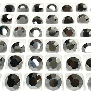 39ss, 8mm Hematite Preciosa Crystal Chaton Stone, Unfoiled, ss39, Round, 1088