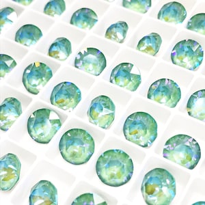39ss, 8mm Silky Sage Delite Premier Brand Crystal Chaton Stone,  Unfoiled, ss39, Round, 1088
