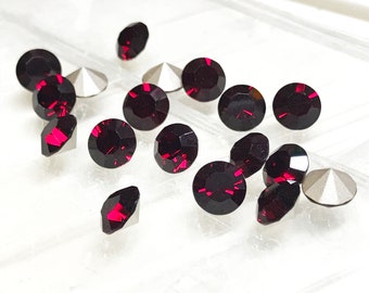 8mm, 1088, Garnet Preciosa Crystal Chaton Stones, Foiled, 39ss, ss39, Round, Maxima