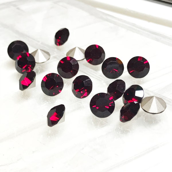 8mm, 1088, Garnet Preciosa Crystal Chaton Stones, Foiled, 39ss, ss39, Round, Maxima