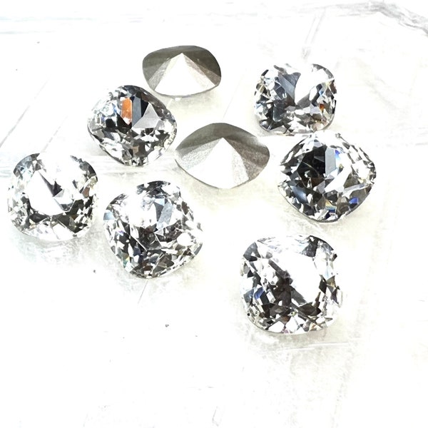 12mm Cushion Cut Rhinestone, Clear Crystal, (2), Foiled, 4470