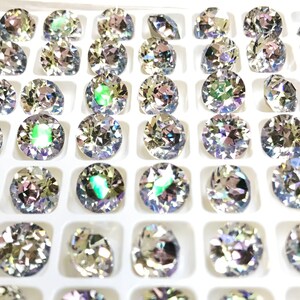 Luminous Green Crystal Chaton Stones, Aurora, Foiled, 39ss, ss39, 8mm, Round, 1088