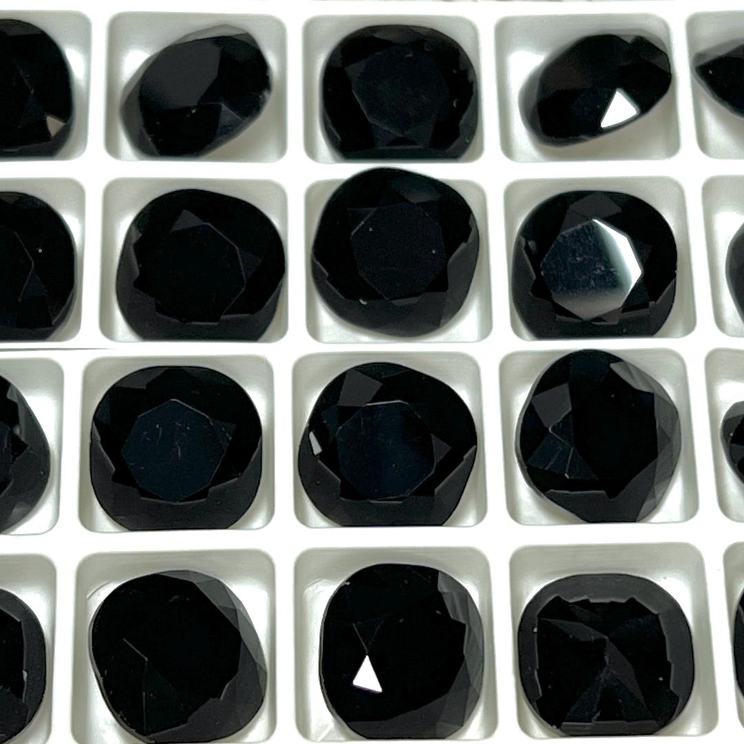 12mm Cushion Cut Rhinestone, Jet Black Crystal, (2), Foiled, 4470 - Etsy