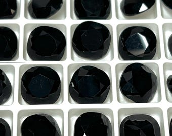 Strass taglio cuscino da 12 mm, cristallo nero corvino, (2), laminato, 4470