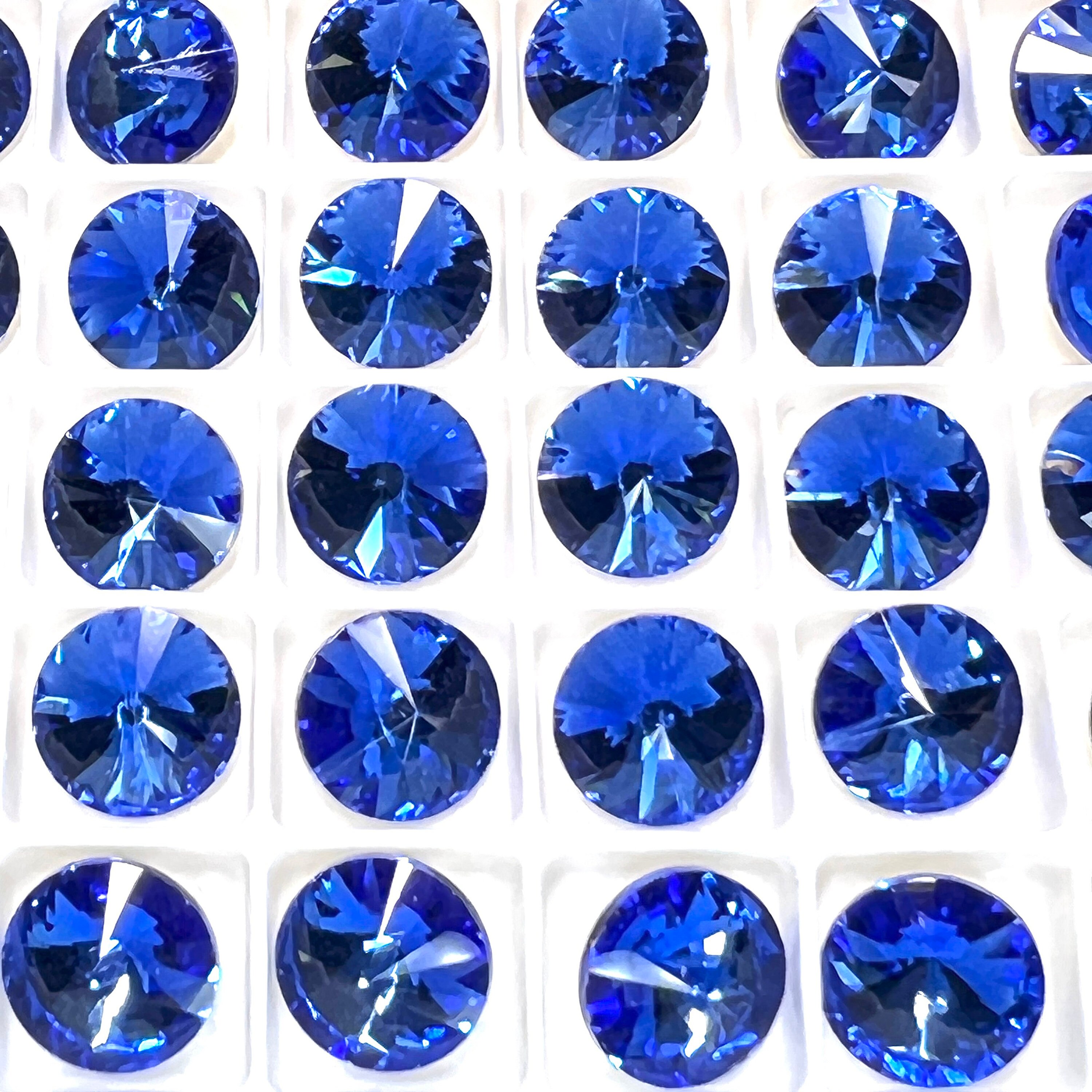 12mm Sapphire Crystal Rivoli Stones (2), Illuminate, Foiled, Round ...
