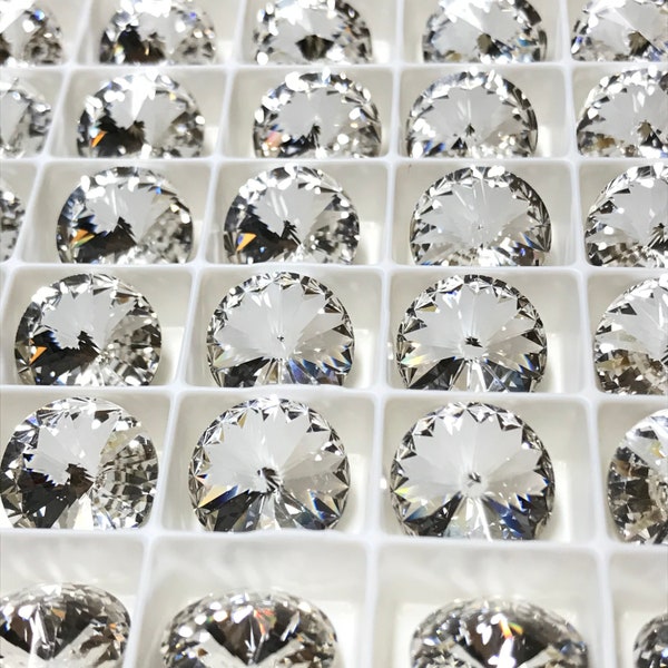Crystal Clear Preciosa Crystal Rivoli Stones (4), Foiled, 12mm, Round