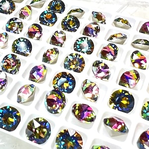 Pierres de strass en vrac en cristal volcanique, Aurora, métallisé, 39ss, ss39, 8 mm, Chaton rond, 1088