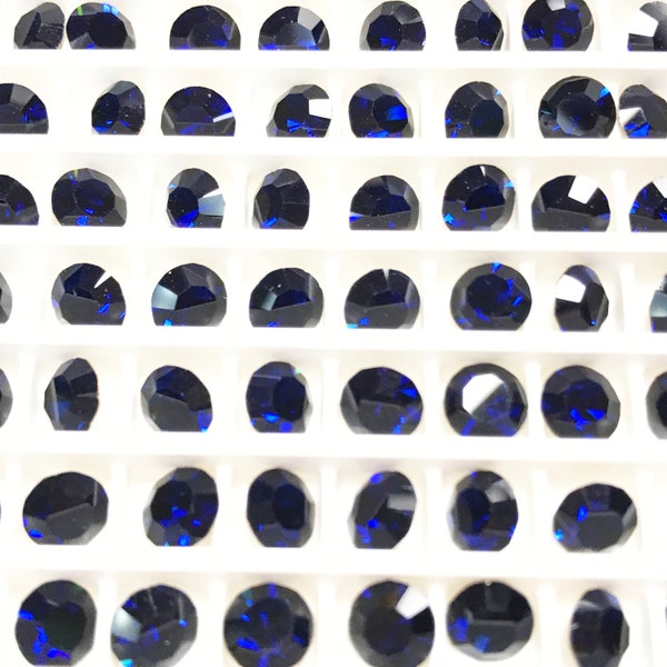 Dark Indigo Preciosa Crystal Chaton Stones (12), Foiled, 29ss, ss29, 6mm, Round, Maxima