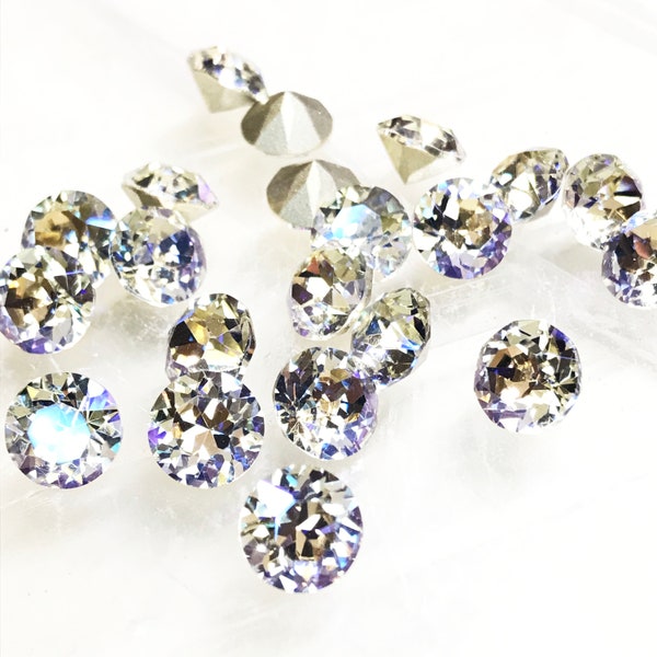 Moonlight Crystal Chaton Stones, Aurora, Foiled, 39ss, ss39, 8mm, Round, 1088