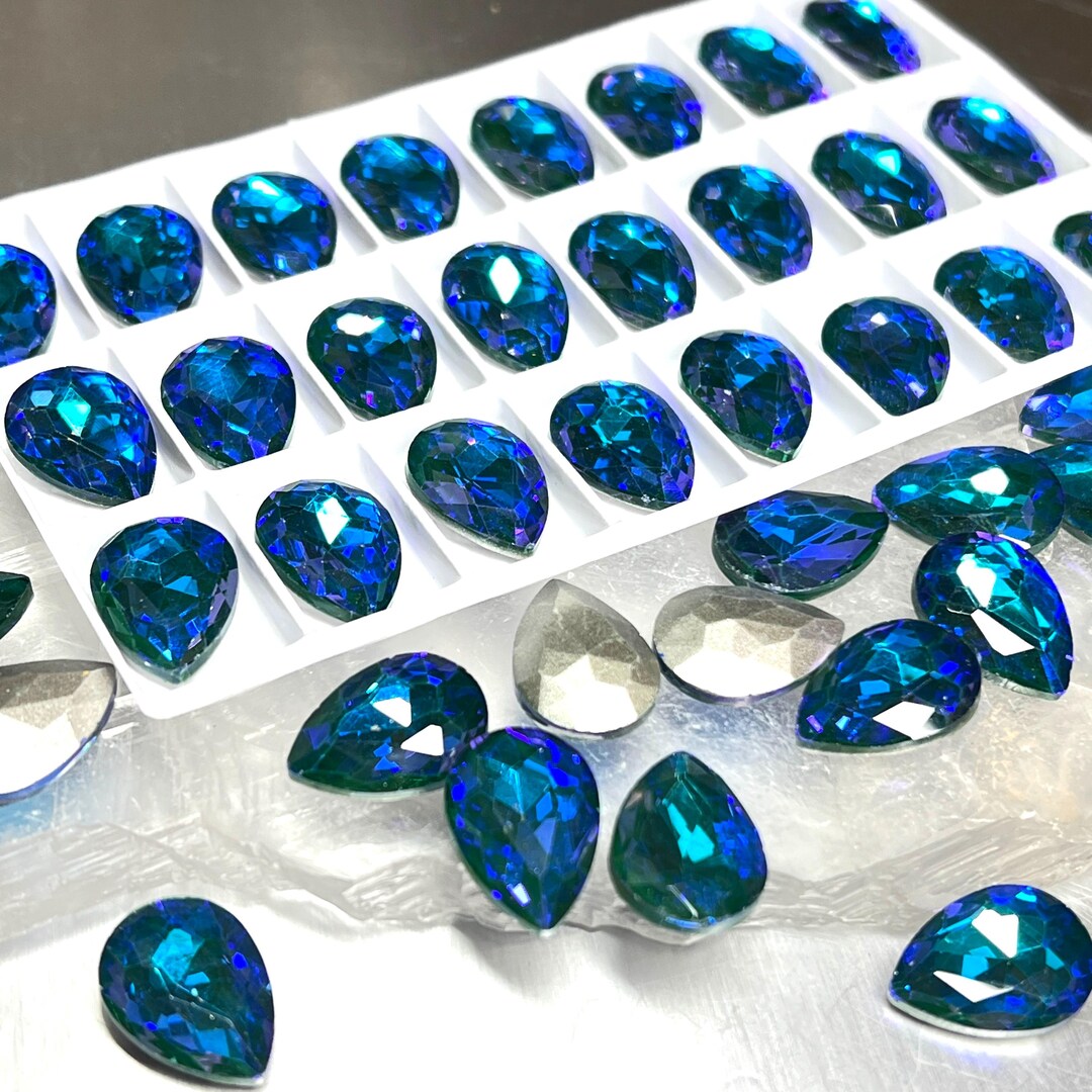 18x13mm Deep Sea Pear Rhinestone (2), Illuminate Glass Jewel Crystal ...