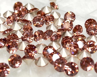 Pietre Chaton di cristallo Preciosa Dusty Rose (12), 6 mm, 29ss, ss29, rotonde, laminate, Maxima