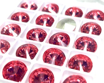 12 mm Tiefrosa Rivoli Illuminate Crystal Strasssteine (2), Foiled, Rund