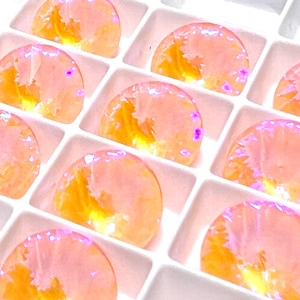 12mm Peach Delite Rivoli Crystal Rhinestones (2), Illuminate, Lacquer Back, Round