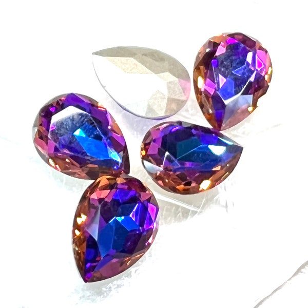 18x13mm Galactic Violet Rhinestone (2), Glass Jewel Crystal, Foiled