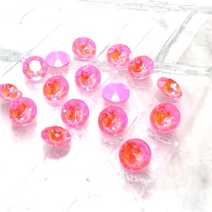 Pierres de chaton flamant rose, cristal Delite rose, dos laqué, 39s, ss39, 8 mm, rond, 1088