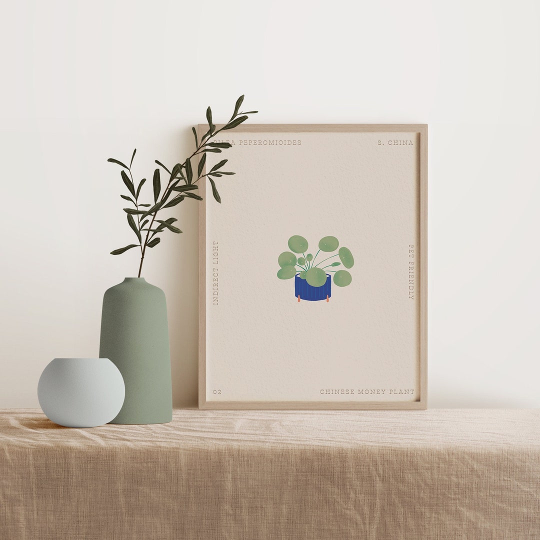 Chinese Money Plant Print: Minimalist Pilea Peperomioides Art (digital ...