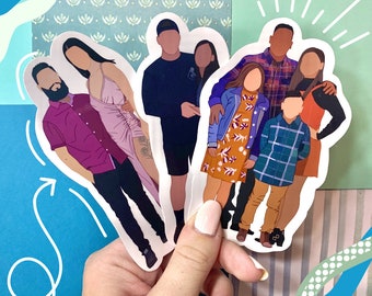 laptop decal Aesthetic Minimalist Christmas gift stocking stuffer family portraits Custom Portrait Stickers