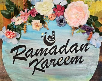 Ramadan Kareem /Eid Mubarak Wooden Board /hanging/decor on stand