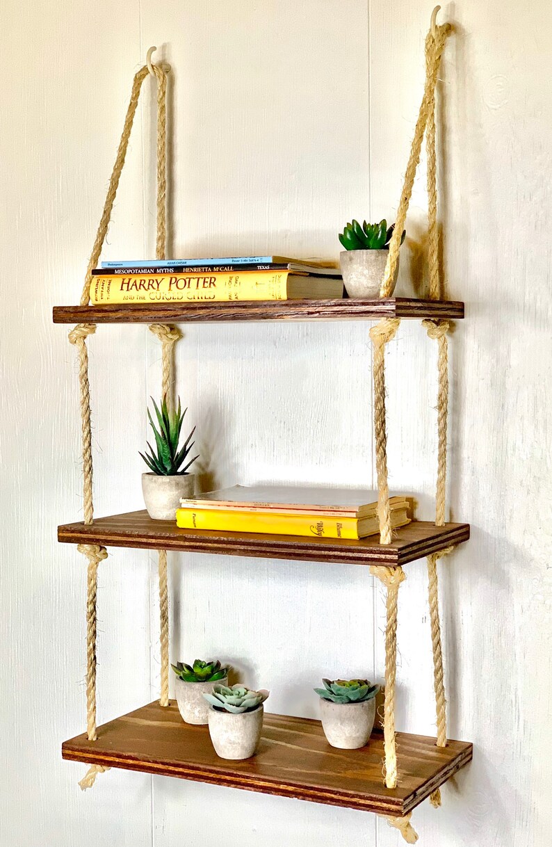 Ropes shelves floating shelf hanging shelves rope shelf Etsy