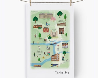 Tonbridge Town Tea Towel - Towel / Map / Art / Print / Gift