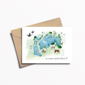 Sevenoaks Wildlife Reserve Wenskaart / Kaart / Kunst / Wildlife / Print / Kaart /A5