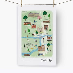 Tonbridge Town Tea Towel - Towel / Map / Art / Print / Gift