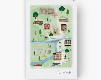 Paño de cocina de Tonbridge Town - Toalla / Mapa / Arte / Impresión / Regalo