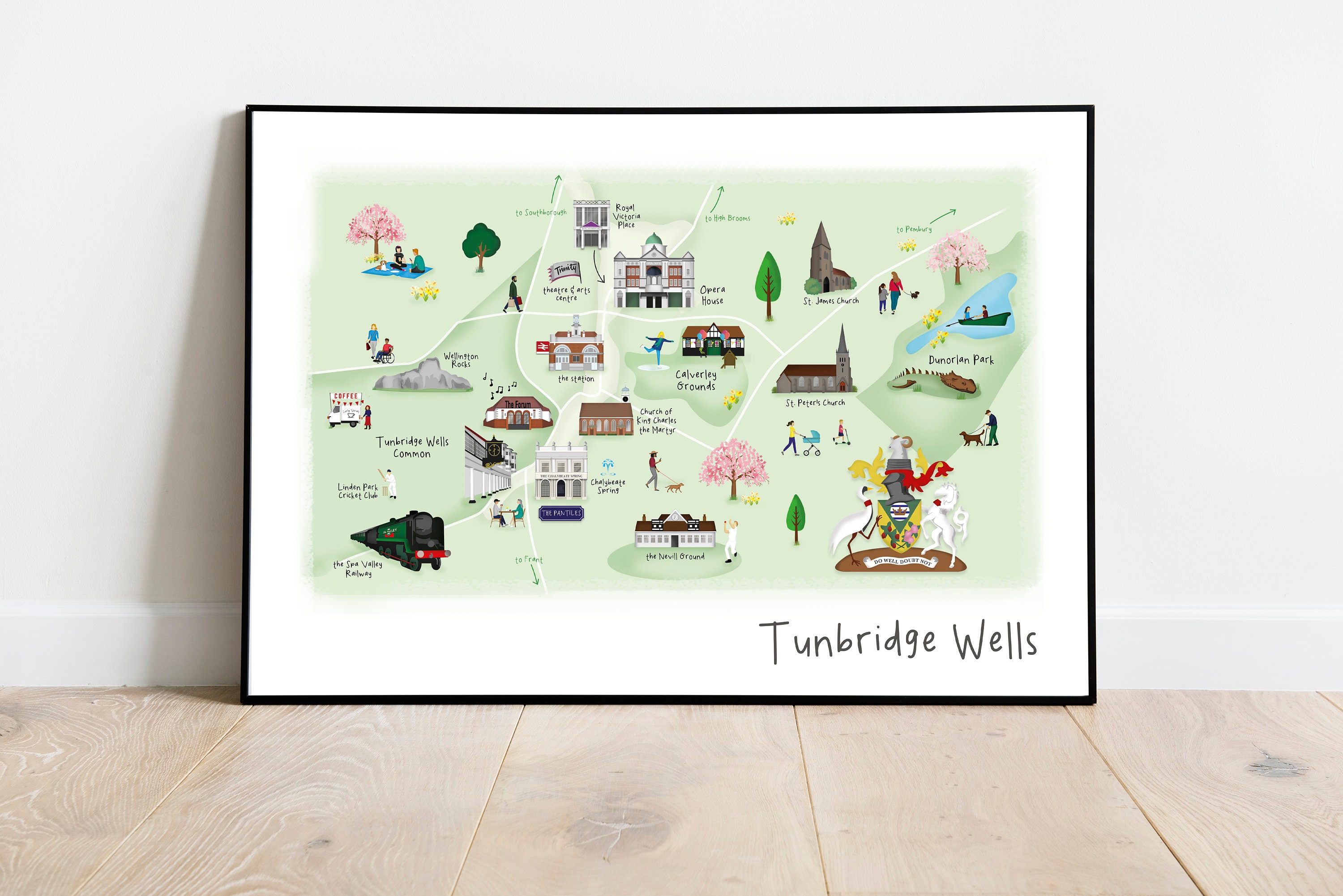 Tunbridge Wells Illustrated Map Ft the Pantiles, Calverley Grounds, the ...