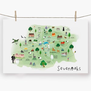 Sevenoaks Geschirrtuch - Handtuch / Geschirrtuch / Landkarte / Kunst / Druck / Geschenk