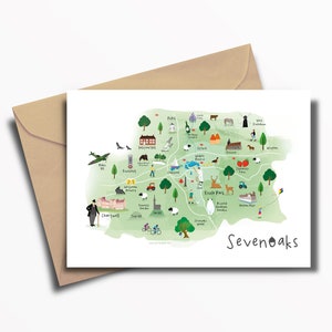 Sevenoaks Wenskaart / Kaart / Kunst / Print / Kaart