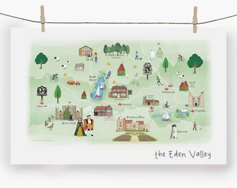 Eden Valley Tea Towel - Towel / Map / Art / Print / Gift
