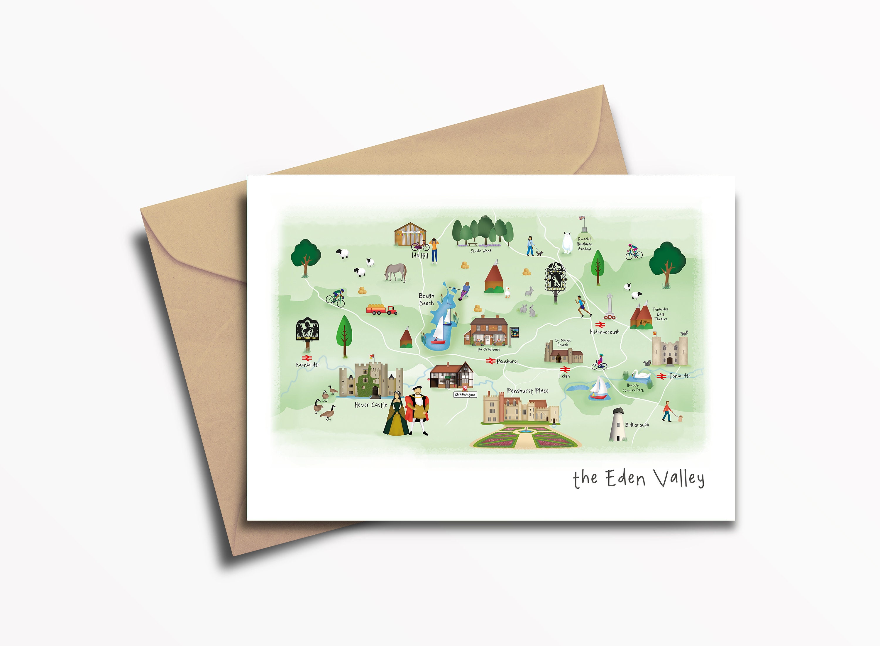 Eden Valley Greeting Card Map Art Print Card Ireland