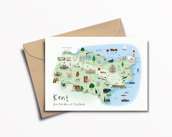 Kent Greeting Card / Map / Art / Print / Card