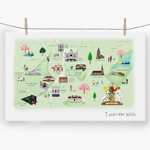 Tunbridge Wells-theedoek - handdoek / kaart / kunst / print / cadeau