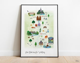The Darenth Valley Illustrated Map - Portrait / Map / Art / Print / Gift