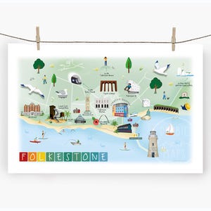 Pano de prato Folkestone - Toalha / Mapa / Arte / Impressão / Presente