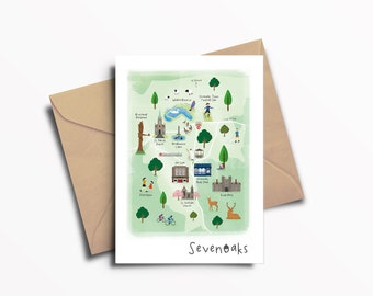 Sevenoaks Town Greeting Card / Art / Print / Type / Card /A6