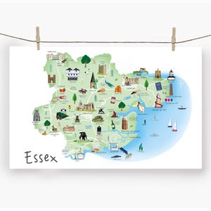 Essex Tea Towel /Towel / Map / Art / Print / Gift