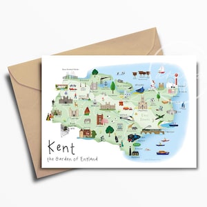 Kent Grußkarte / Landkarte / Kunst / Druck / Karte