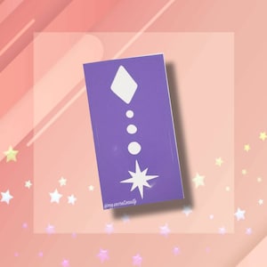 May include: Purple stencil with a white diamond, three white circles, and a white starburst design. The stencil has the text "@mysecretvanity" at the bottom.