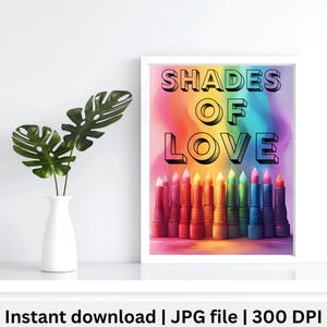 Shades of Love Wall Art Digital Download | Makeup Printable Art | Glam Vanity Decor | Salon Printable Poster | Fashion Art Instant Download