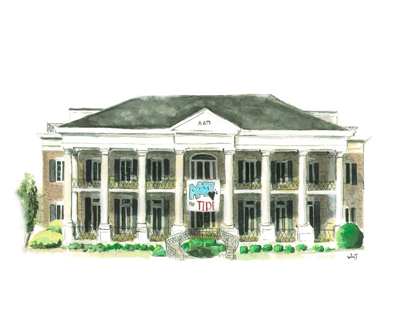 Alabama ADPi House Watercolor Print Etsy