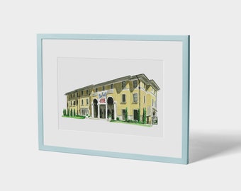 Impresión de acuarela de la casa Tri Delta de Alabama