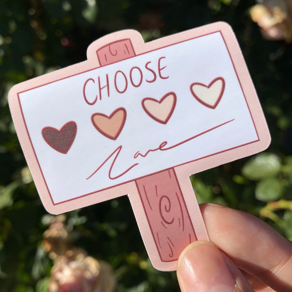 Choose Love Waterproof Sticker - AAPI History Month - Stop AAPI Hate- In support of Palestine - POC Solidarity