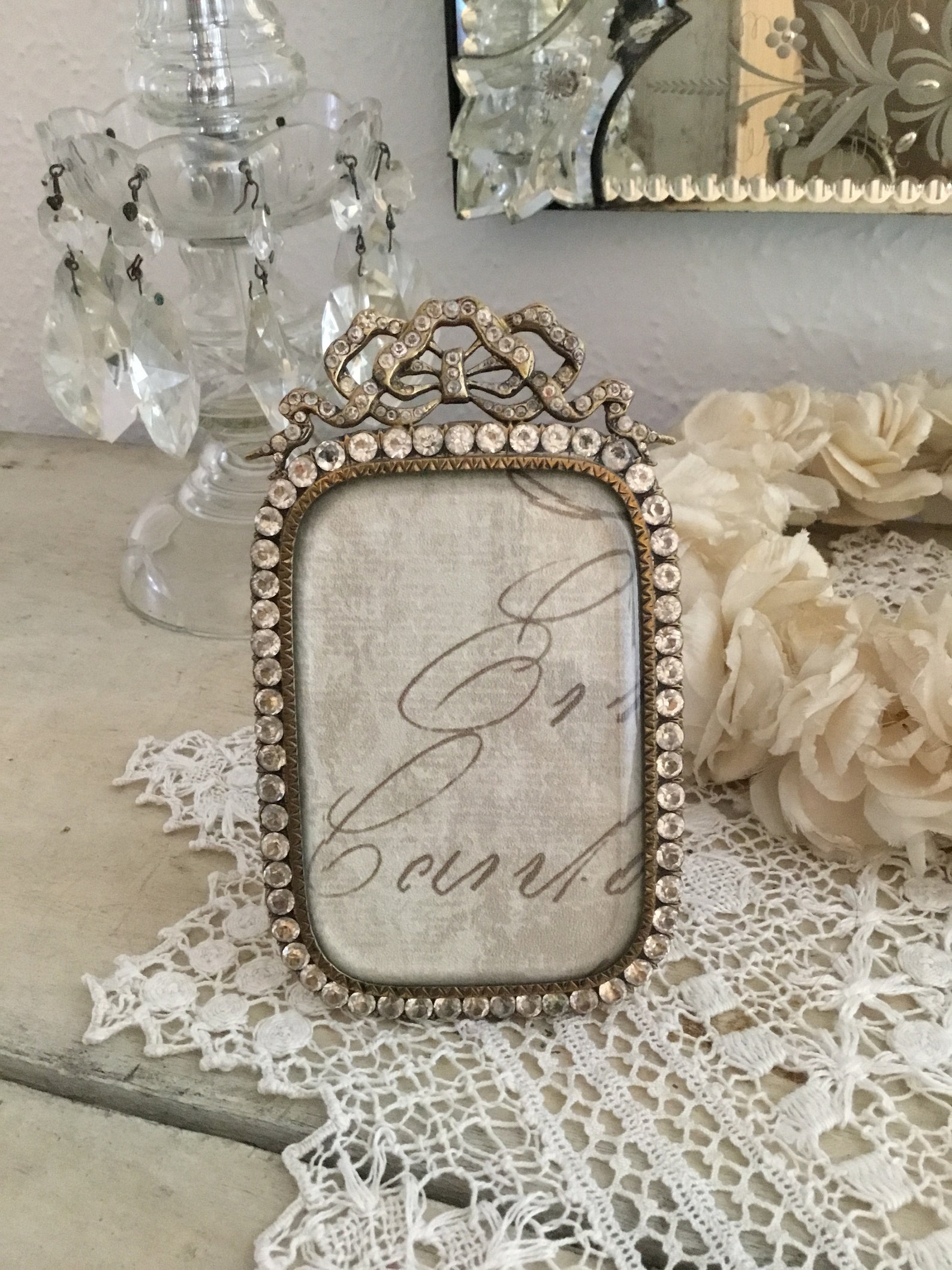 Antique Jeweled French Paste Picture Frame Etsy