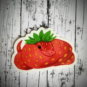 Strawberry Snake Sticker, Vinyl Sticker