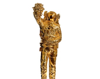 Verguld Astronaut Standbeeld, Spaceman Statue, Perseus Statue, Medusa / Original (Big Size)